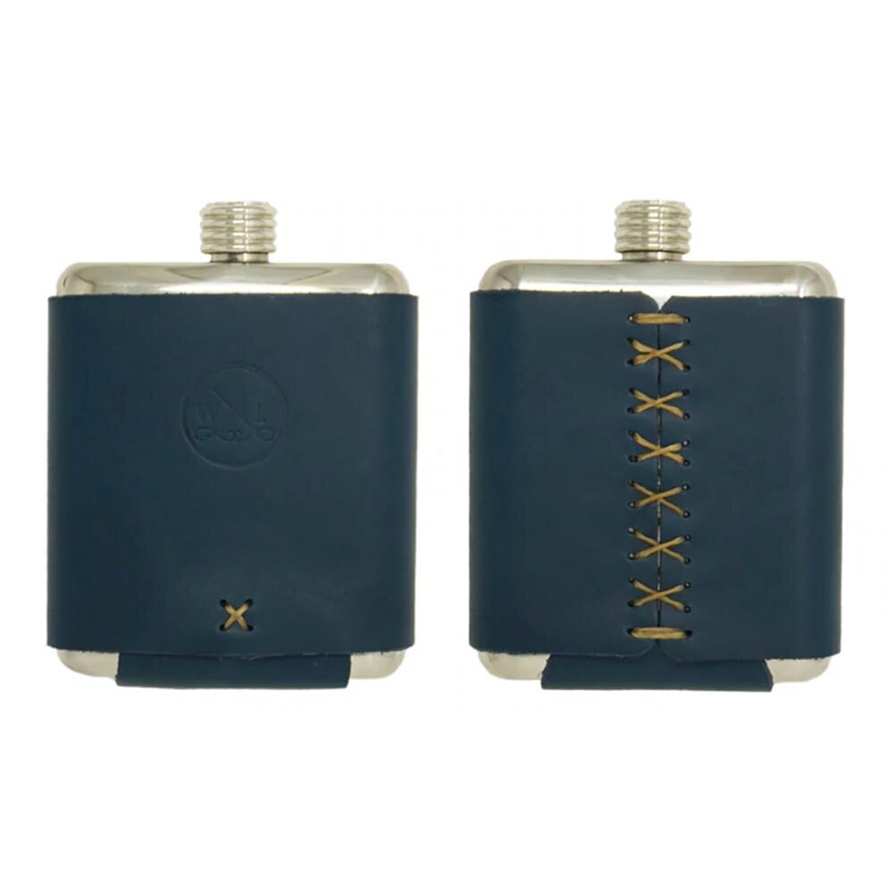 Whiskey Leatherwoks Stillwater Stainless Flask in Marine Blue